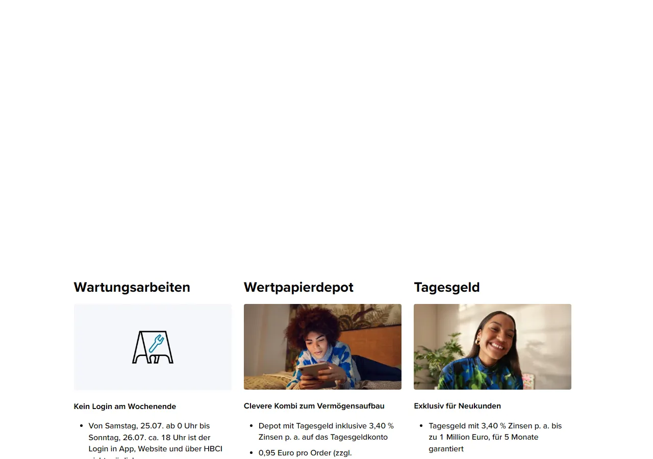 Startseite der Website von Consorsbank