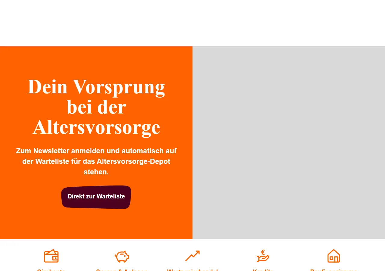 Startseite der Website von ING